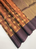 VSM320 - honey brown color body , dark purple color pallu , blouse&nbsp;