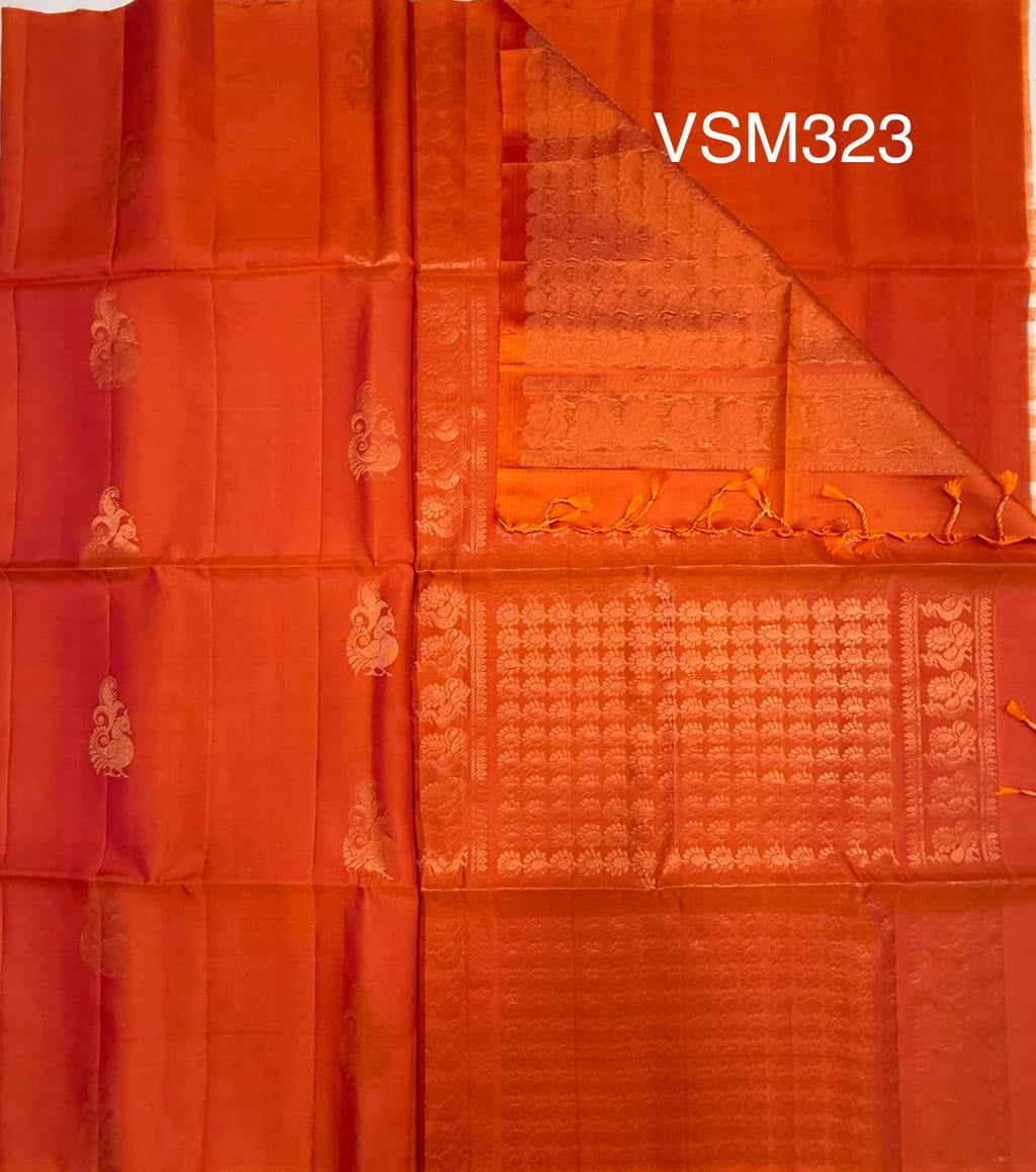 VSM323 - orange with pink color body, pallu , blouse&nbsp;