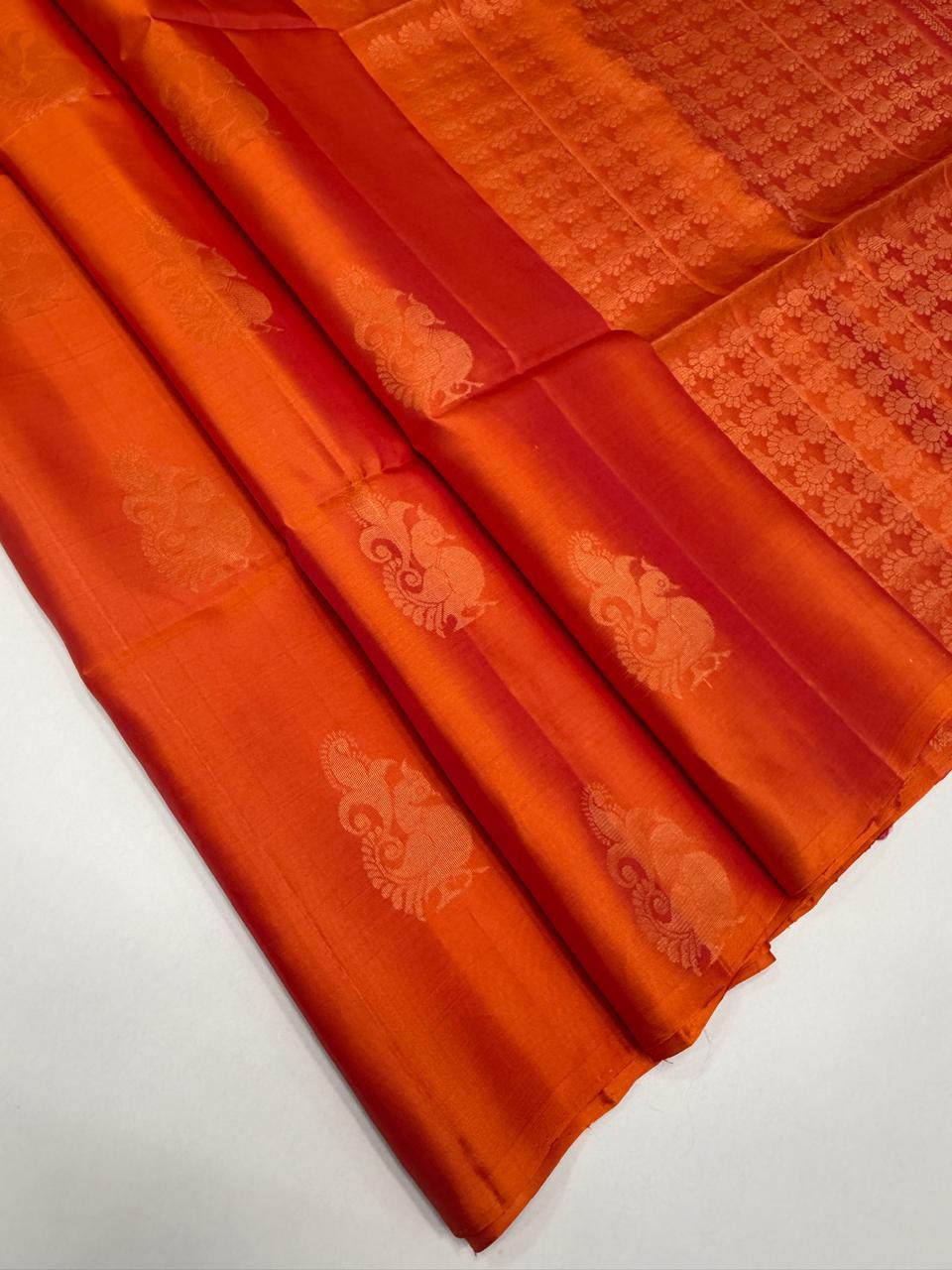 VSM323 - orange with pink color body, pallu , blouse&nbsp;