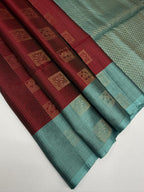 VSM316 - maroon color body , pastel blue color pallu , blouse&nbsp;