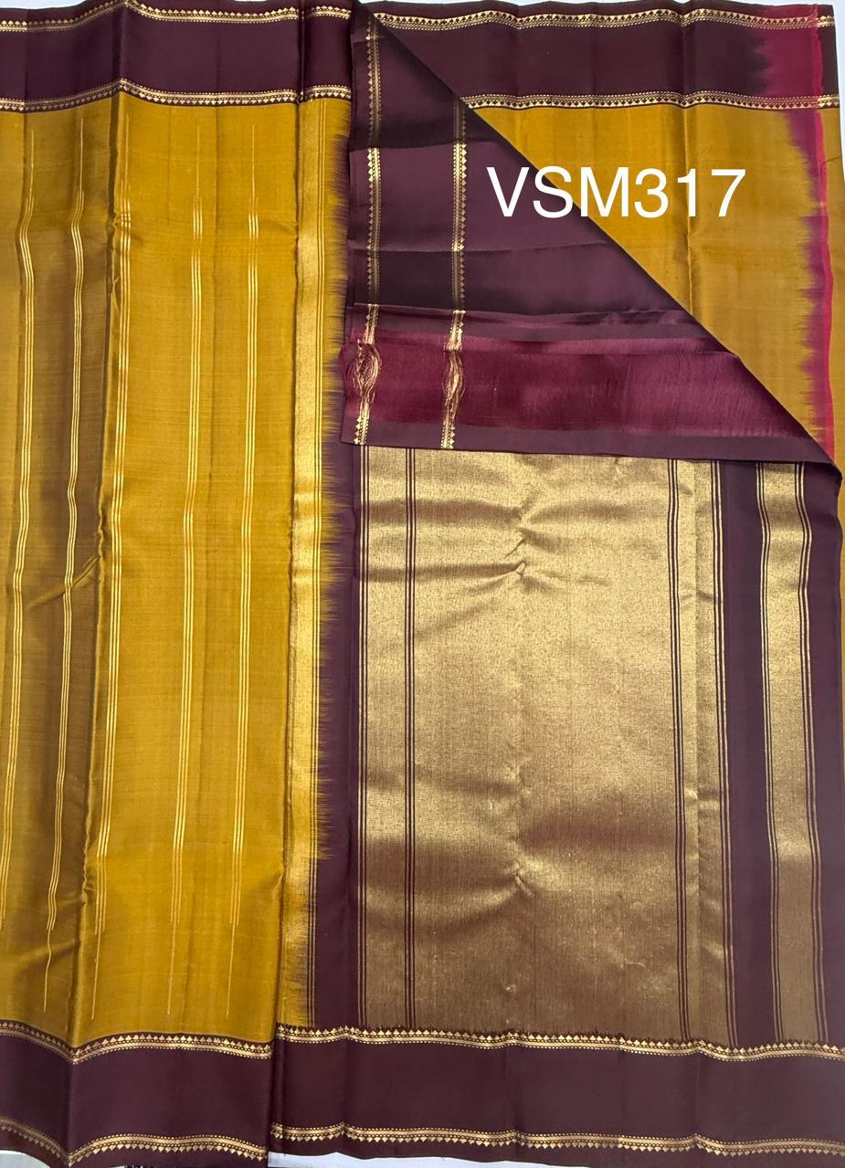 VSM317 - dark mustard color body , coffee brown color pallu , blouse&nbsp;