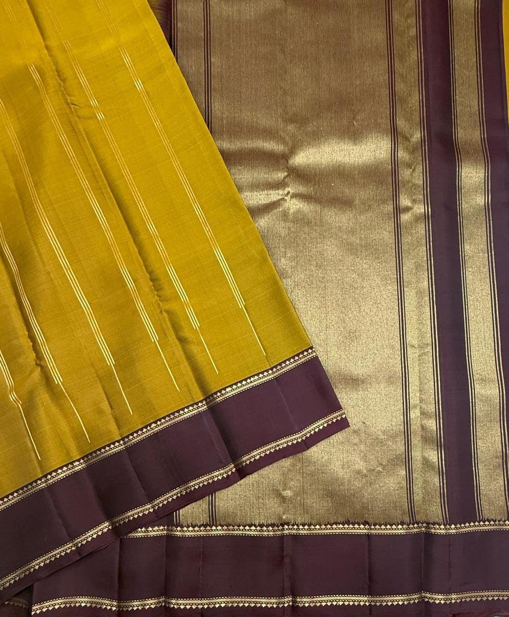 VSM317 - dark mustard color body , coffee brown color pallu , blouse&nbsp;