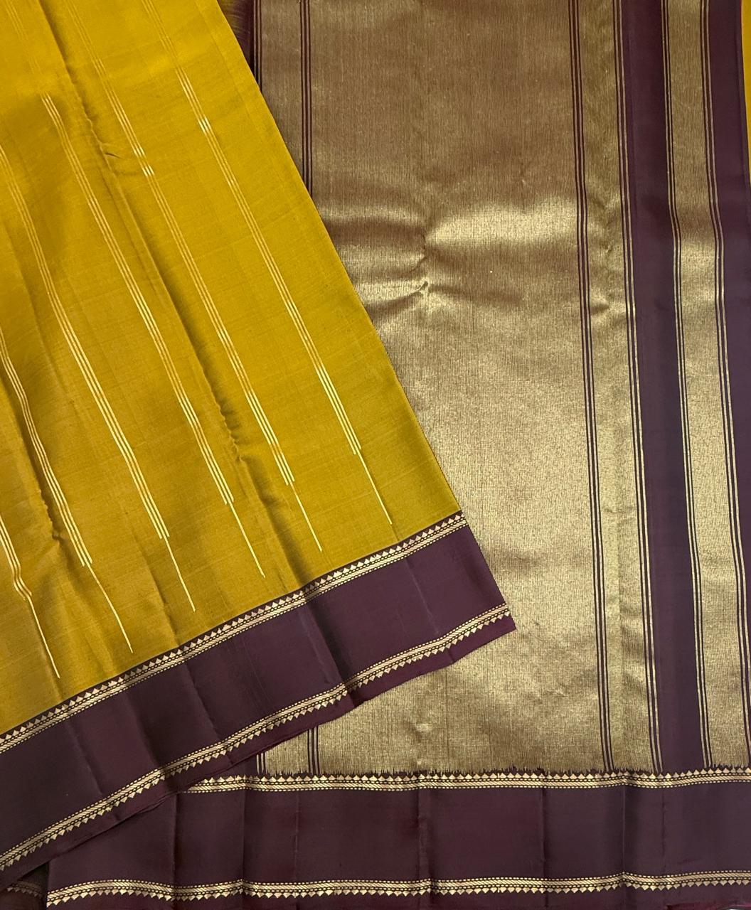 VSM317 - dark mustard color body , coffee brown color pallu , blouse&nbsp;