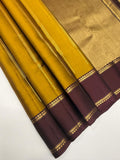 VSM317 - yellowish green color body , coffee brown color pallu , blouse&nbsp;
