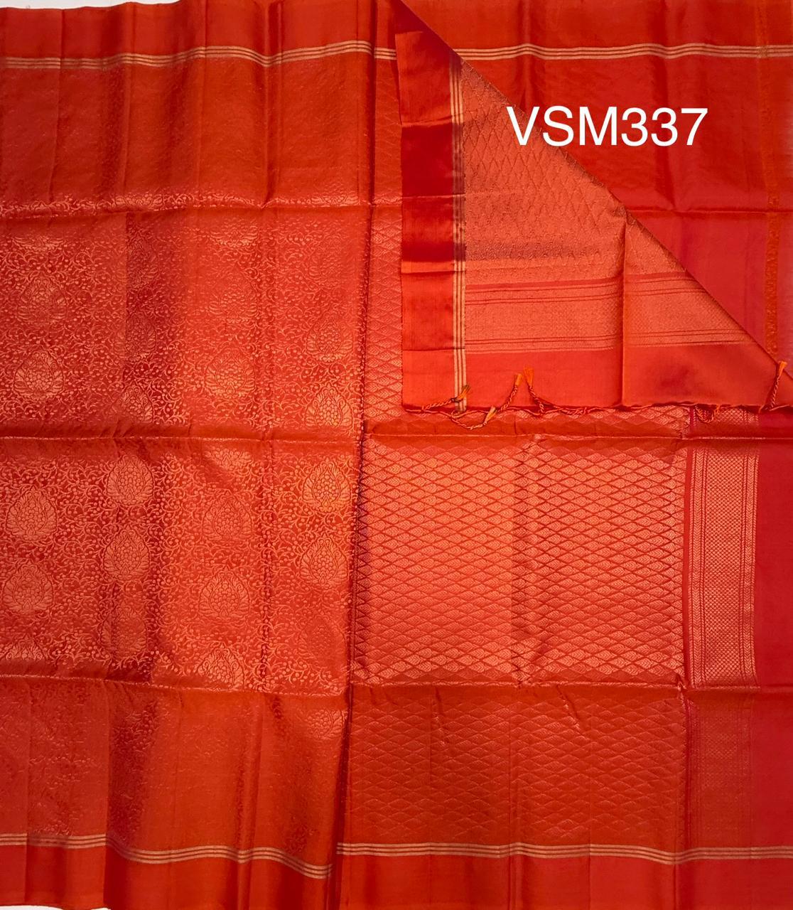 VSM337 - pinkish orange color body, pallu , blouse&nbsp;