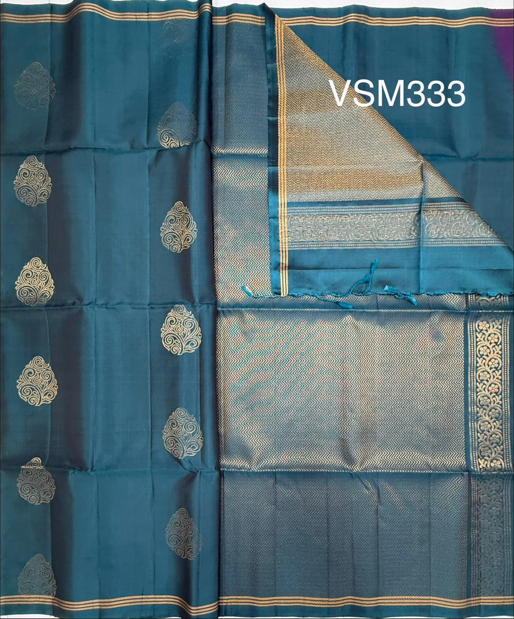 VSM333 - peacock blue color body, pallu , blouse&nbsp;