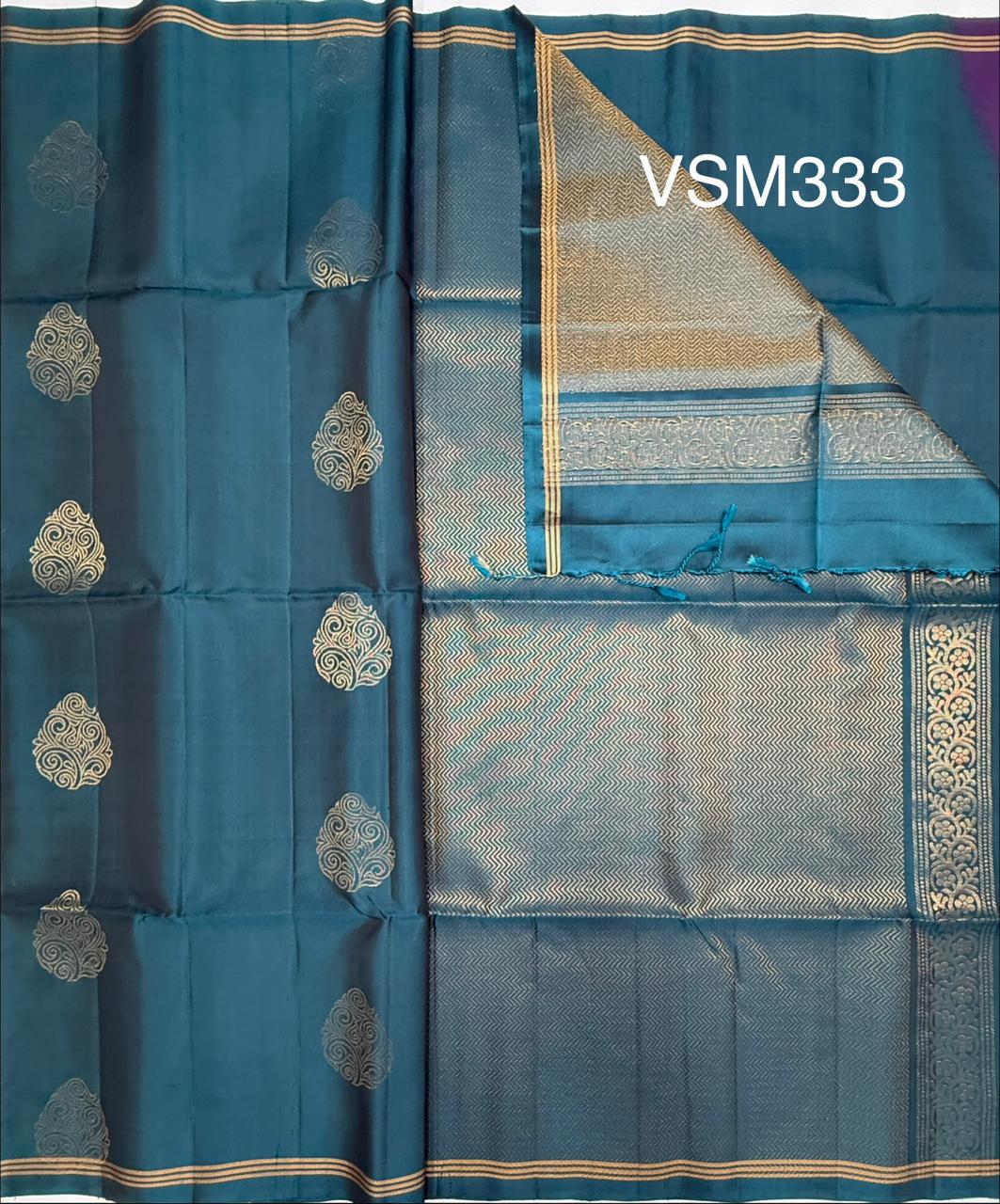 VSM333 - peacock blue color body, pallu , blouse&nbsp;