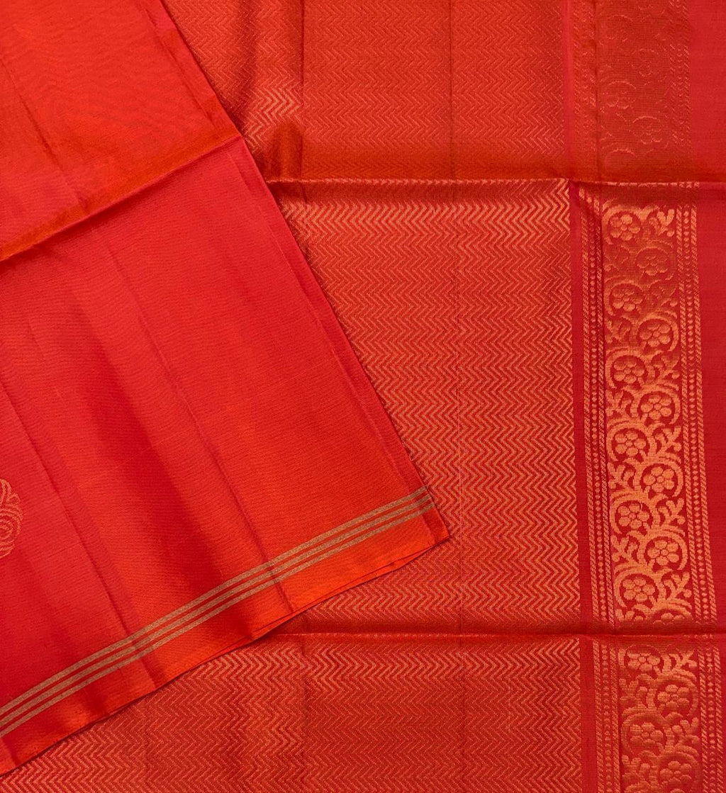 VSM334 - pinkish orange color body, pallu , blouse&nbsp;