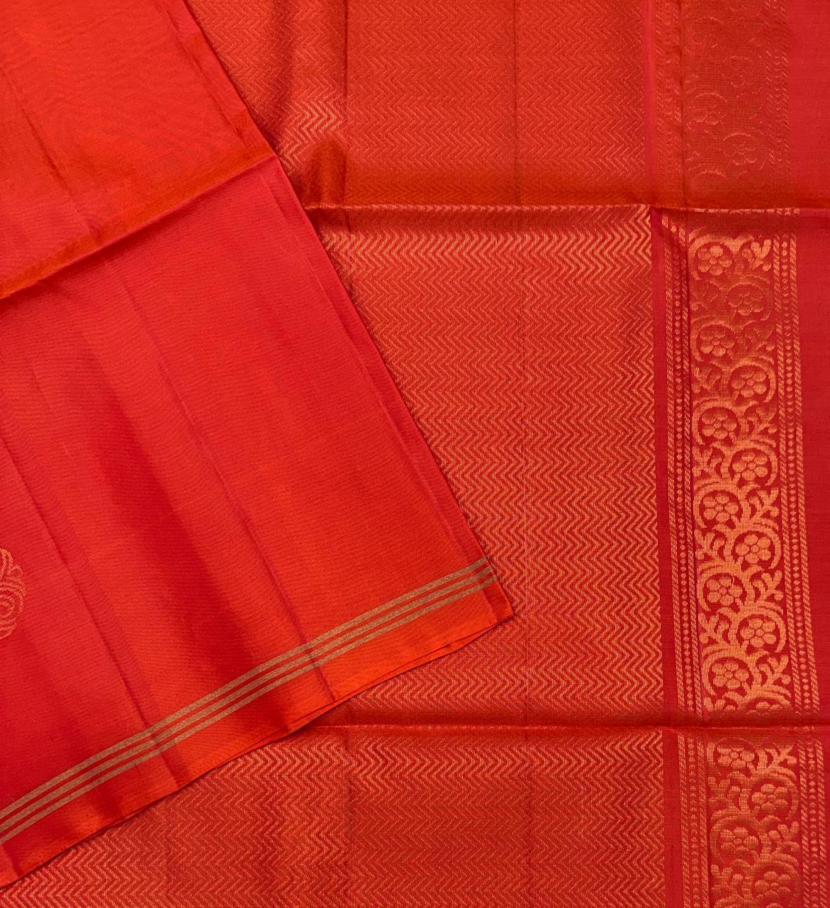 VSM334 - pinkish orange color body, pallu , blouse&nbsp;