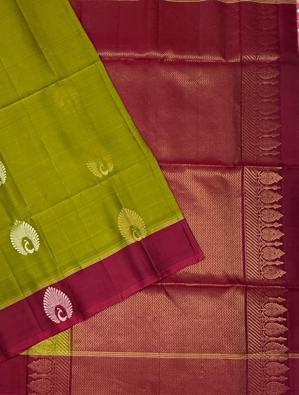 VSM341 - green color body , purple color pallu , blouse&nbsp;