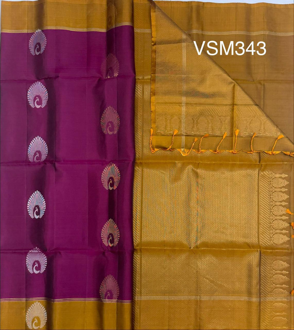 VSM343 - purple color body , mustard color pallu , blouse&nbsp;