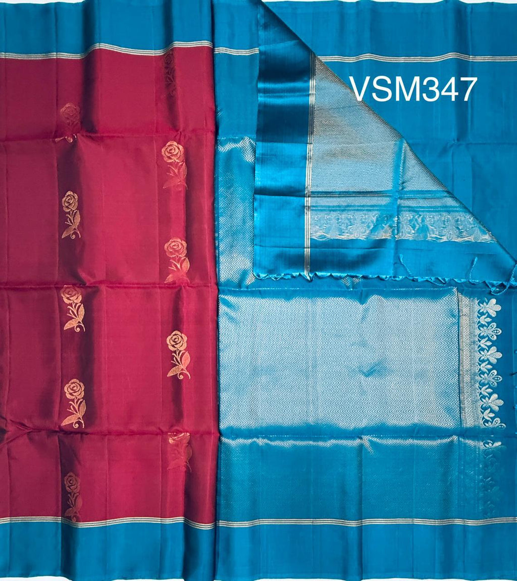 VSM347 - purple color body , blue color pallu , blouse&nbsp;