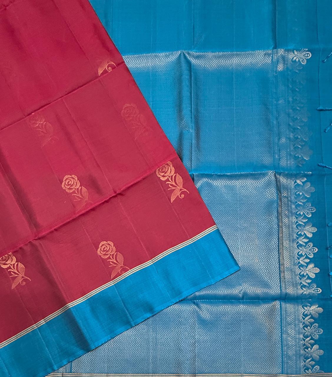 VSM347 - purple color body , blue color pallu , blouse&nbsp;