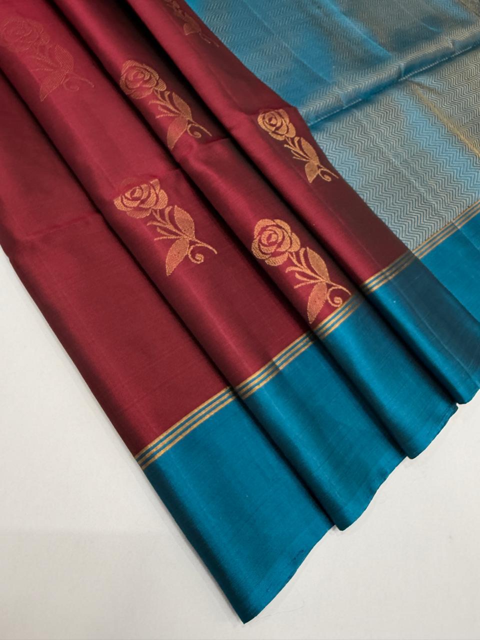 VSM347 - purple color body , blue color pallu , blouse&nbsp;