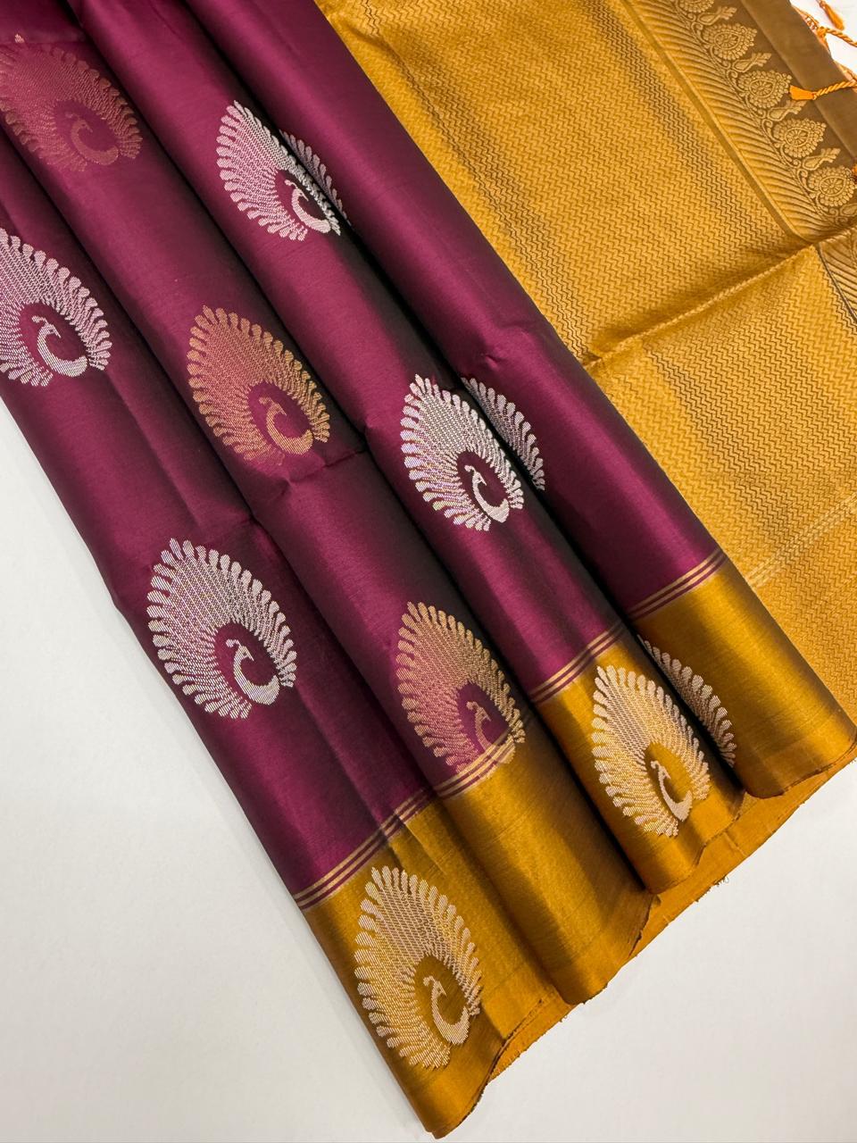 VSM343 - purple color body , mustard color pallu , blouse&nbsp;