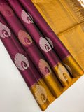 VSM343 - purple color body , mustard color pallu , blouse&nbsp;