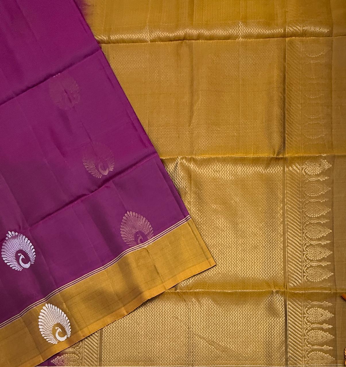 VSM343 - purple color body , mustard color pallu , blouse&nbsp;