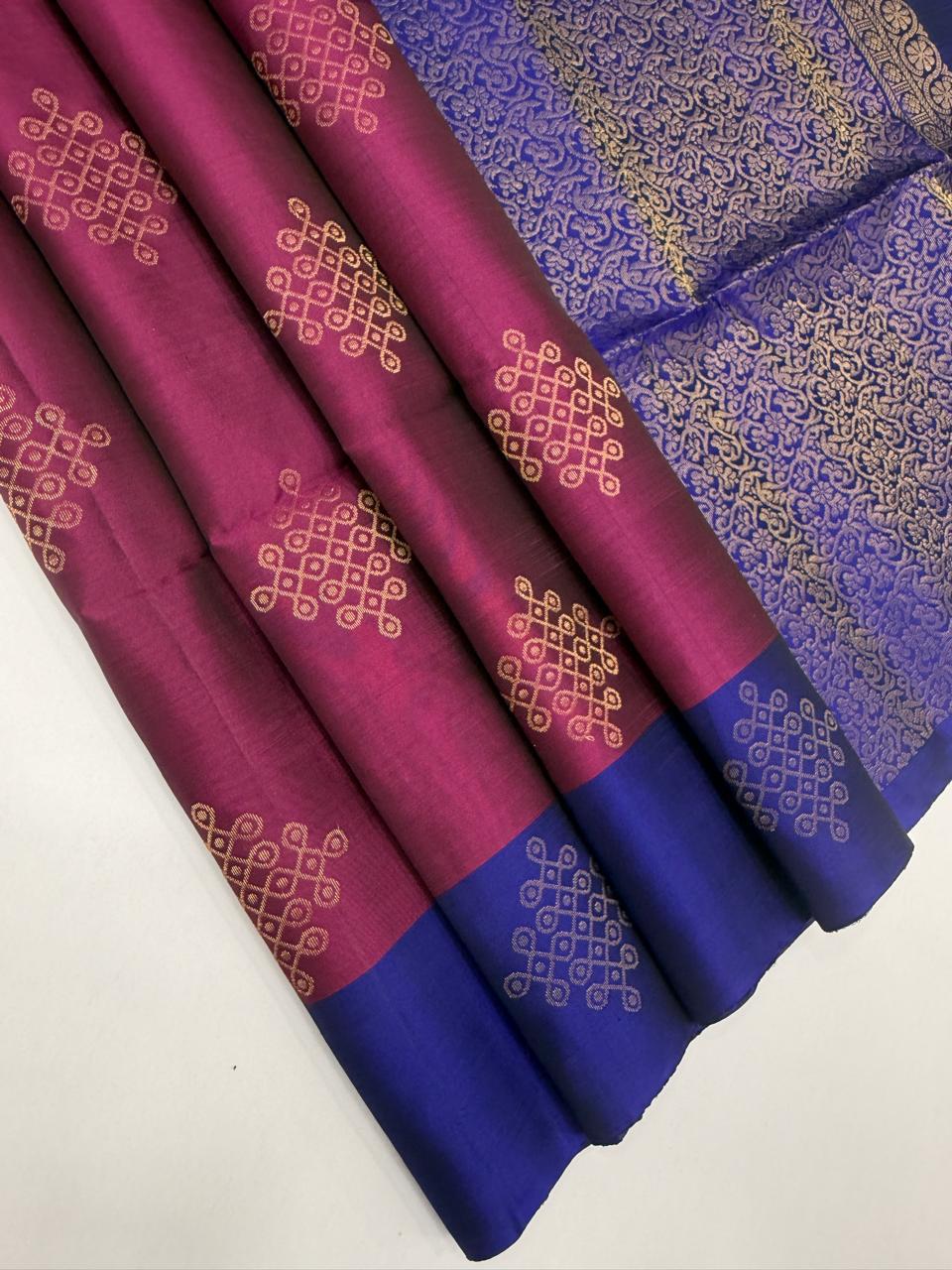 VSM344 - purple color body , ink blue color pallu , blouse&nbsp;