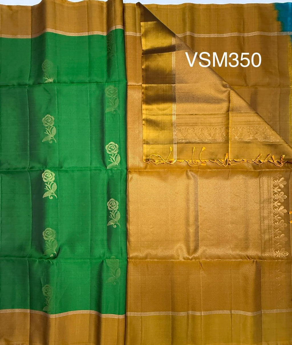 VSM350 - green color body , mustard color pallu , blouse&nbsp;