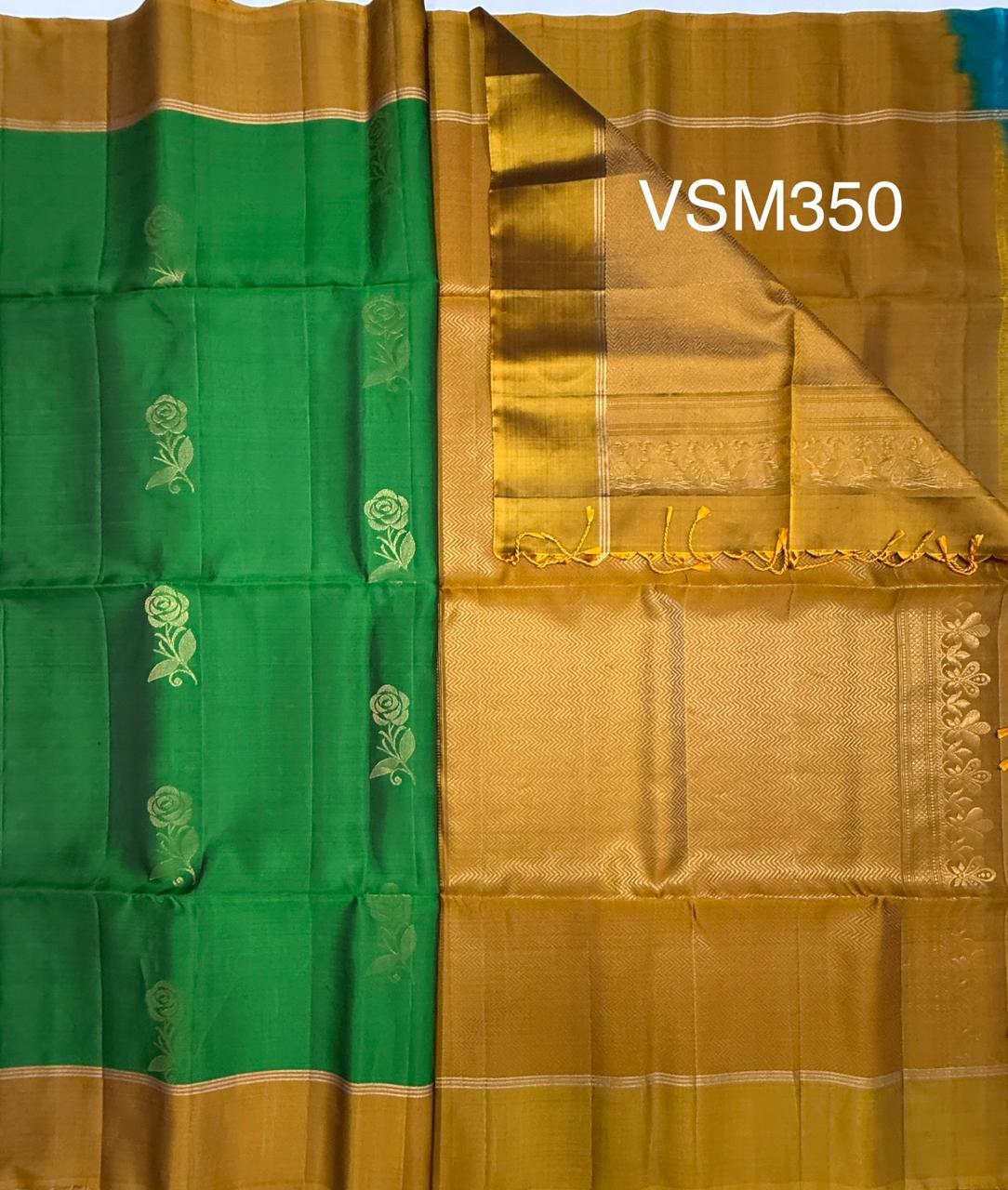 VSM350 - green color body , mustard color pallu , blouse&nbsp;