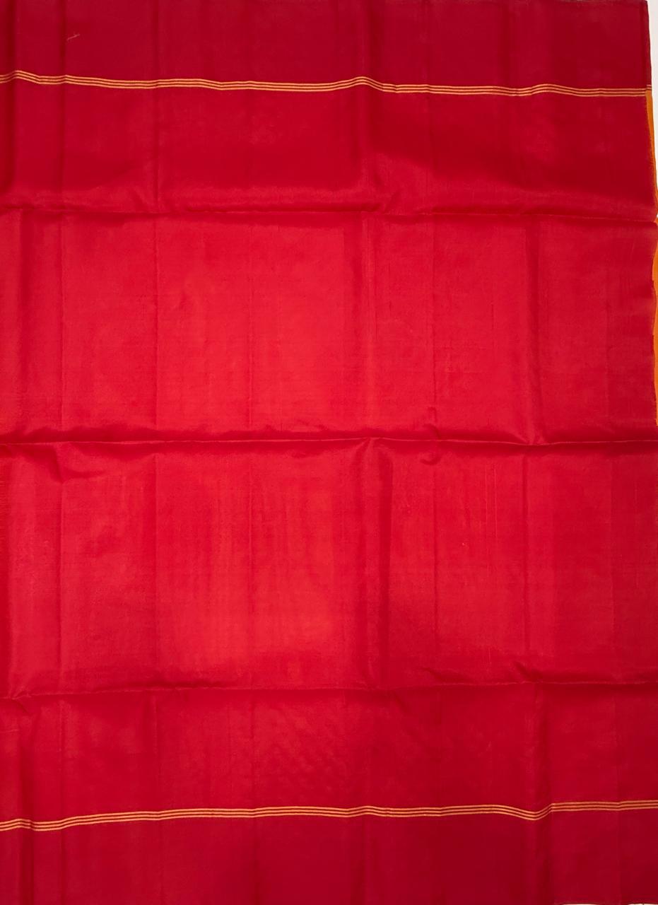 VSM352 - mango yellow color body , red with pink color pallu , blouse&nbsp;