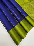 VSM355 - royal blue color body , leaf green color pallu , blouse&nbsp;