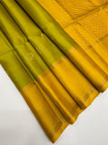 VSM359 - leaf green color body , yellow color pallu , blouse&nbsp;