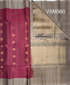 VSM360 - dusky pink color body , grey color pallu , blouse&nbsp;