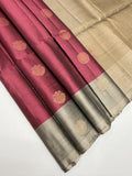 VSM360 - dusky pink color body , grey color pallu , blouse&nbsp;