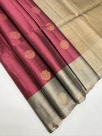 VSM360 - dusky pink color body , grey color pallu , blouse&nbsp;