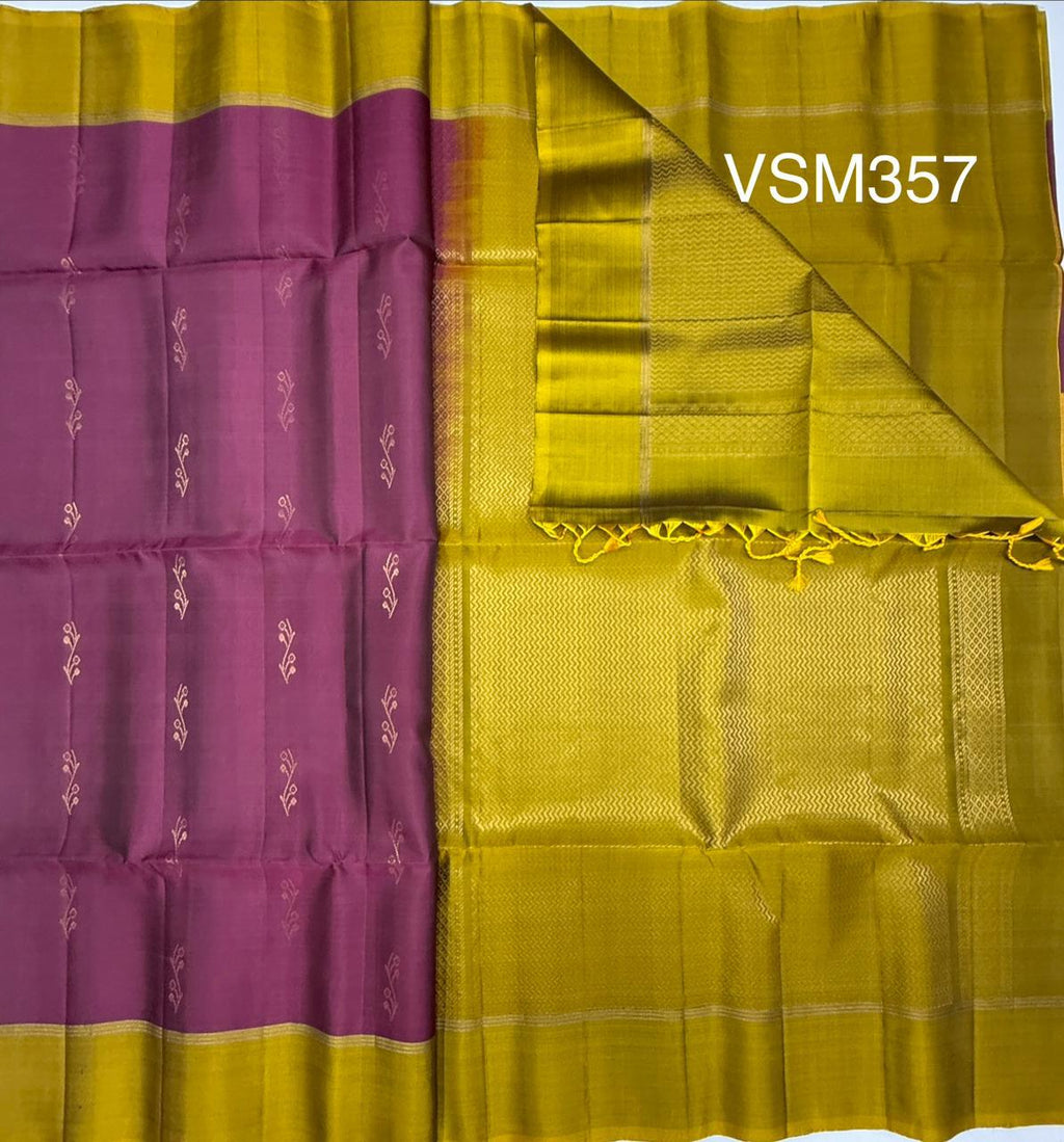VSM357 - purple color body , yellow with green color pallu , blouse&nbsp;