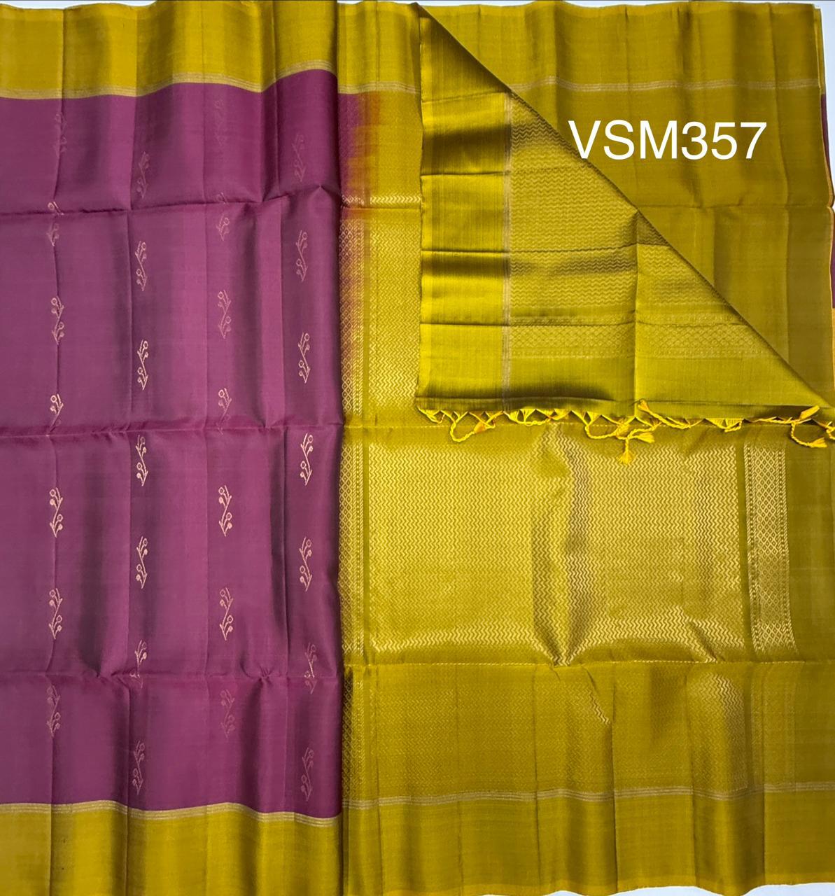 VSM357 - purple color body , yellow with green color pallu , blouse&nbsp;