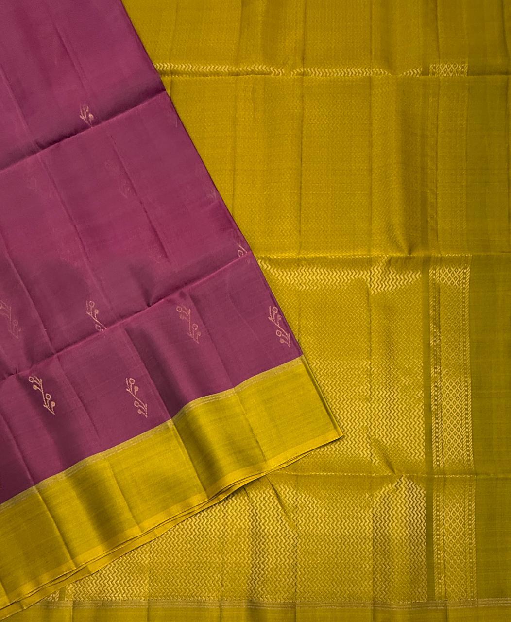 VSM357 - purple color body , yellow with green color pallu , blouse&nbsp;