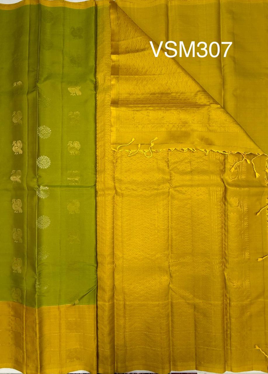 VSM307 - green color body ,yellow color pallu , blouse&nbsp;