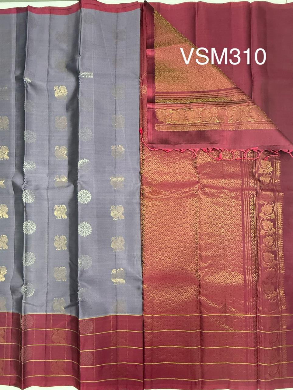 VSM310 - lavender color body , dusky pink color pallu , blouse&nbsp;