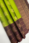 VSM311 - green color body , coffee brown color pallu , blouse&nbsp;