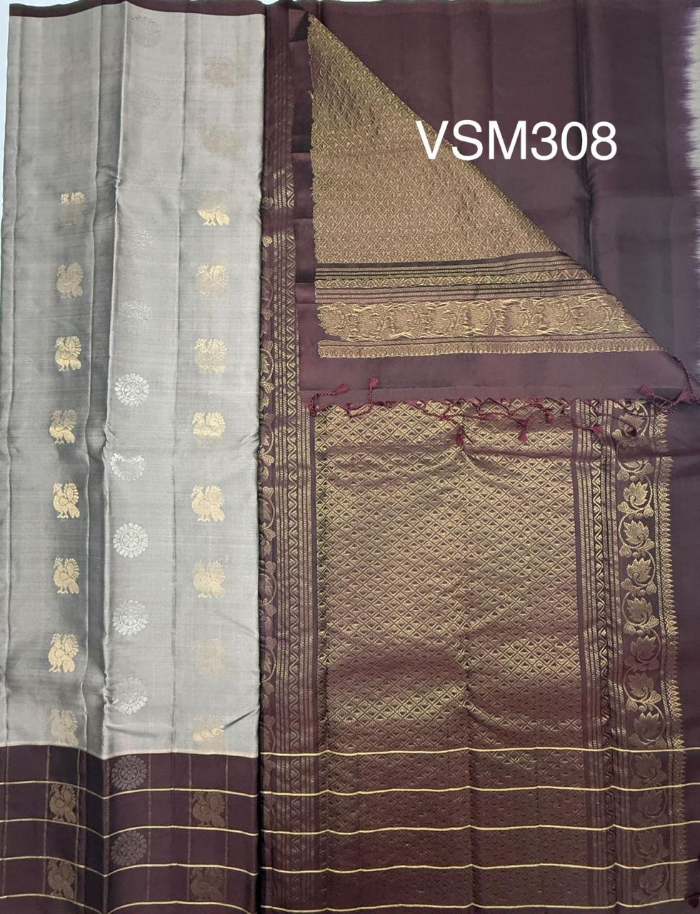 VSM308 - chocolate brown color body , coffee brown color pallu , blouse&nbsp;