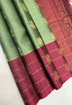 VSM309 - pastel green color body , dusky pink color pallu , blouse&nbsp;