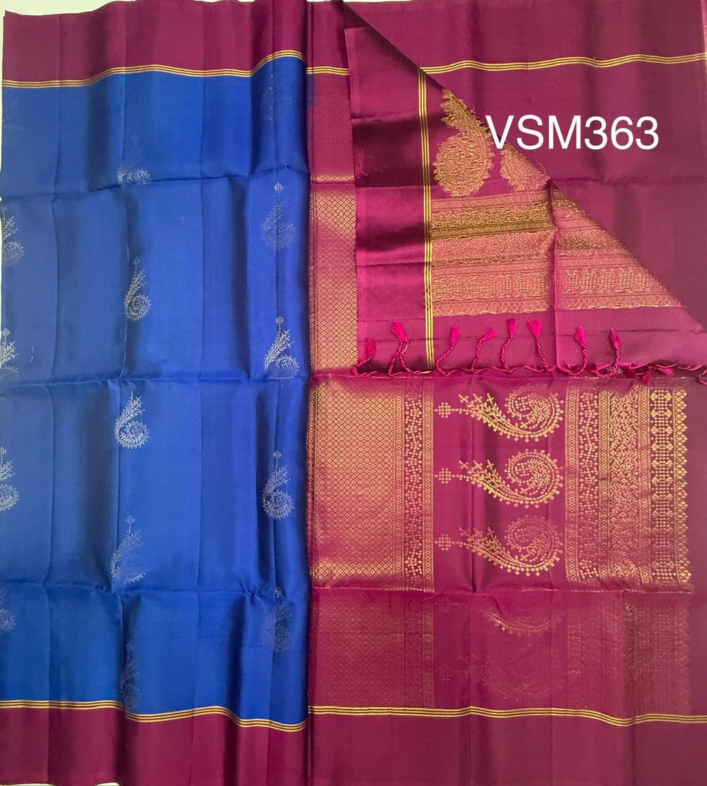 VSM363 - royal blue color body , purple color pallu , blouse&nbsp;