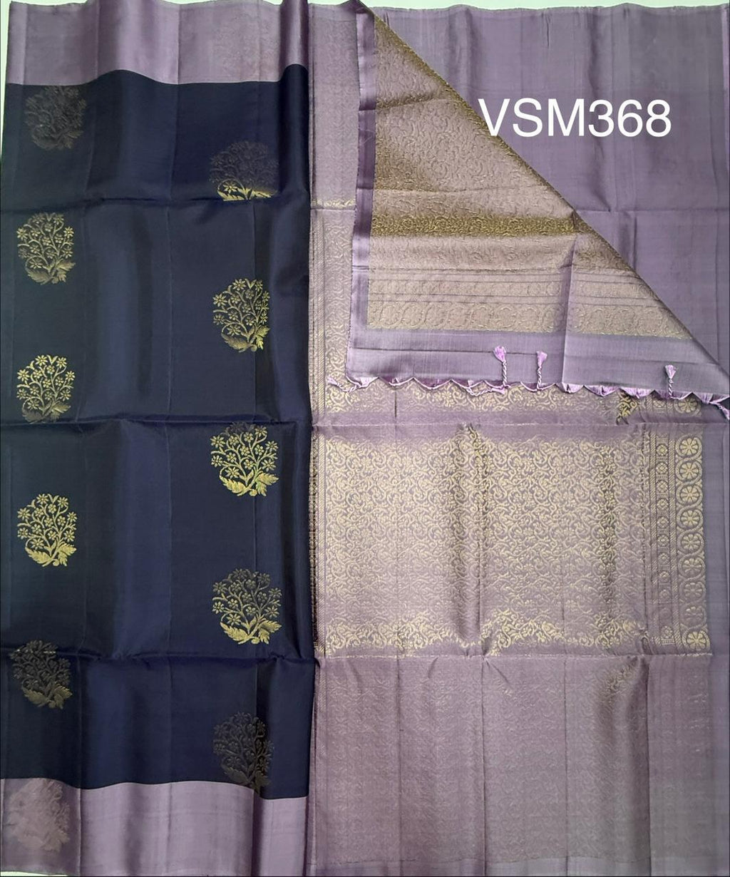 VSM368 - navy blue color body , lavender color pallu , blouse&nbsp;