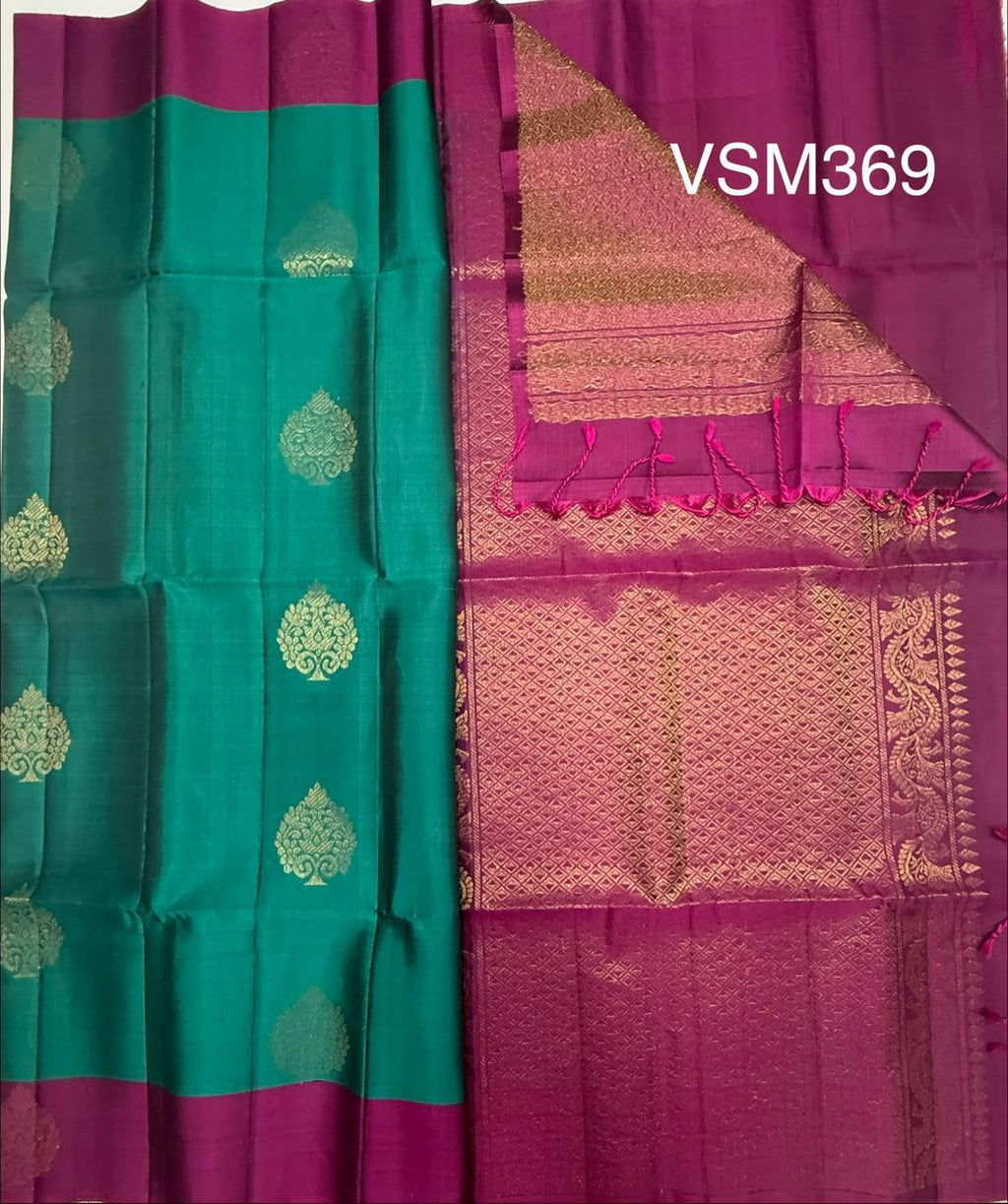 VSM369 - peacock green color body &amp;, purple color pallu , blouse&nbsp;