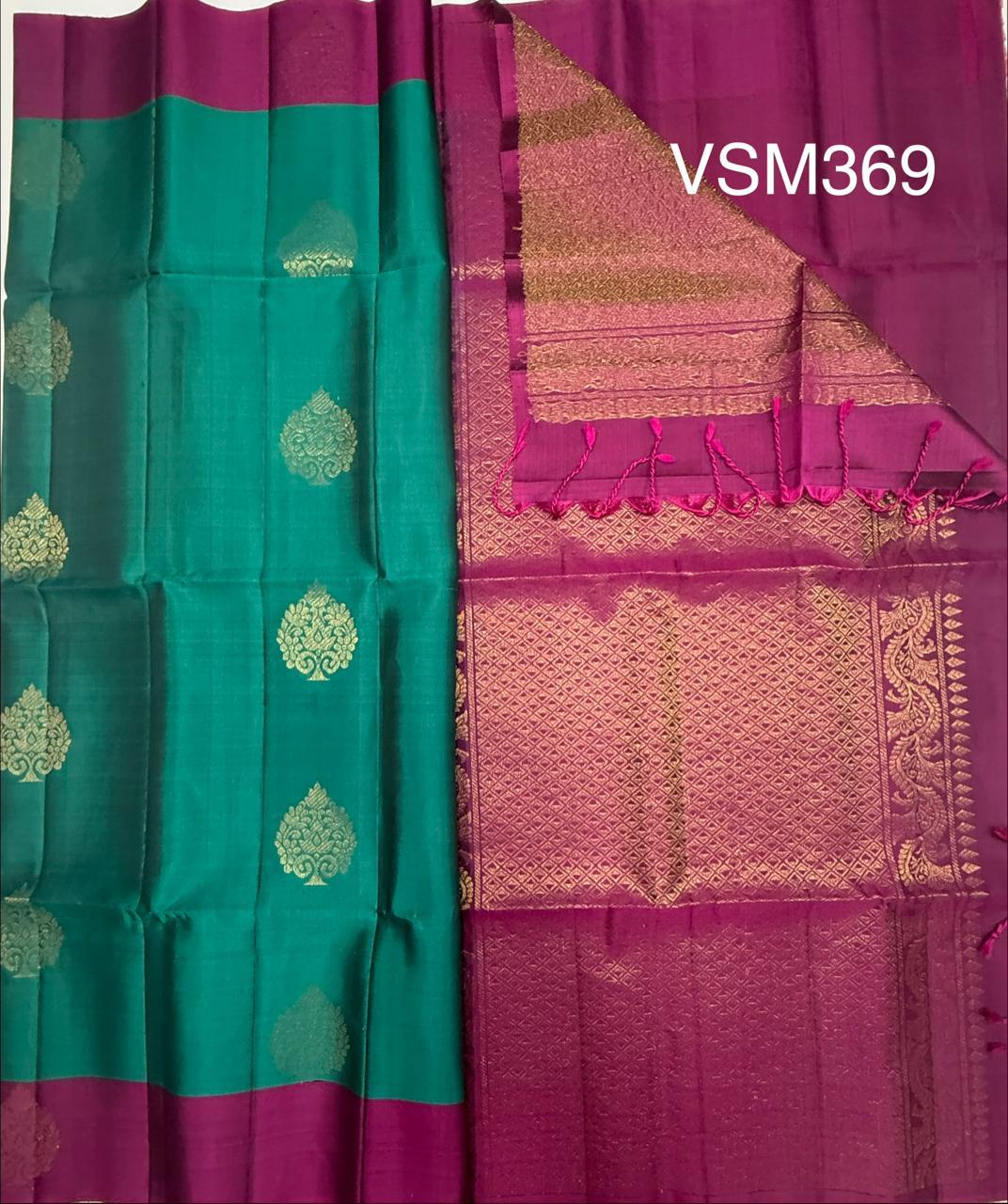 VSM369 - peacock green color body &amp;, purple color pallu , blouse&nbsp;