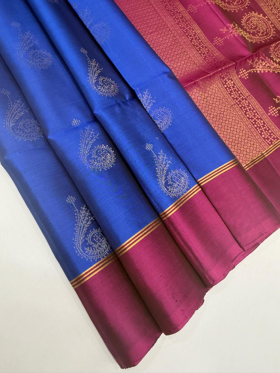 VSM363 - royal blue color body , purple color pallu , blouse&nbsp;