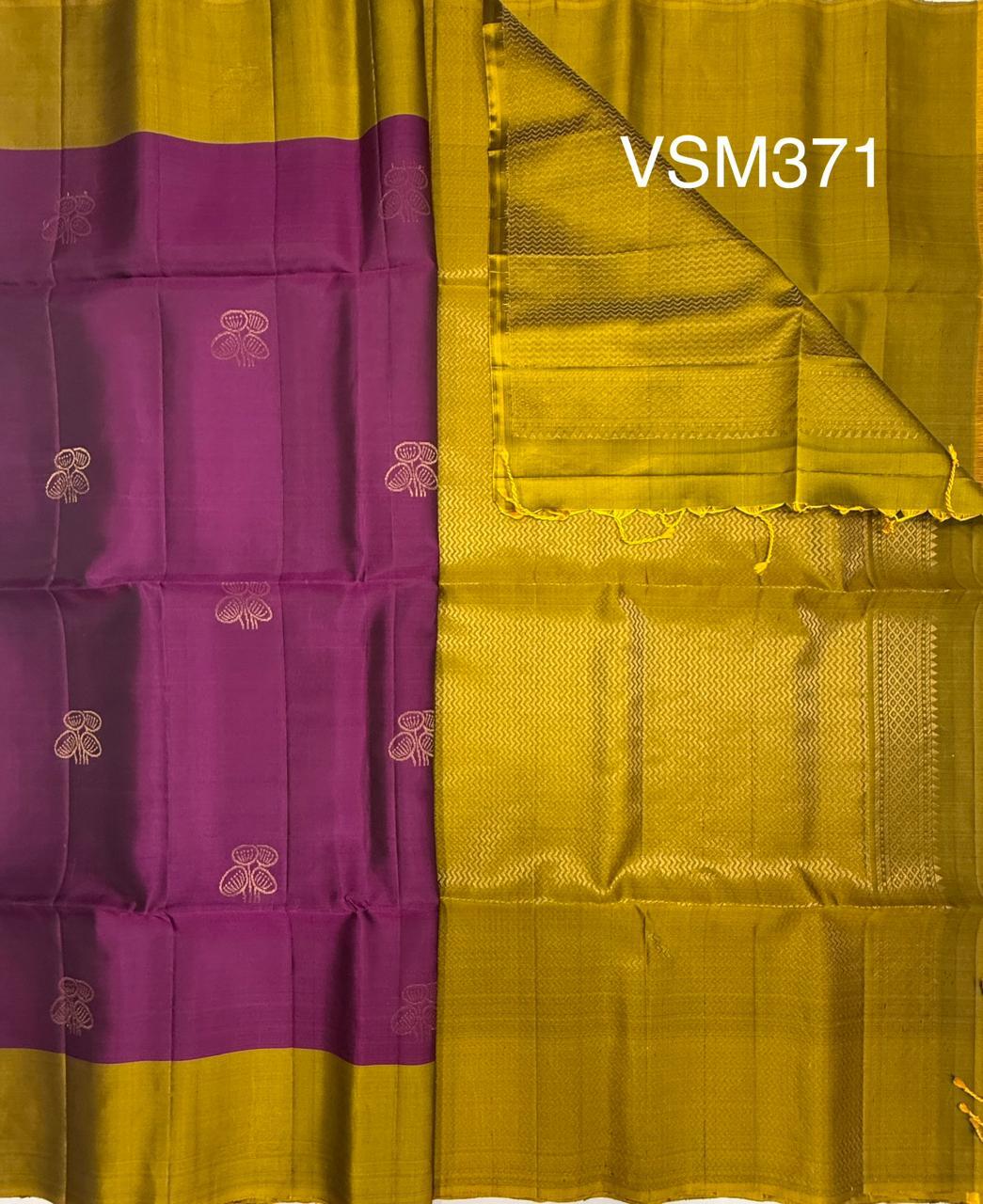 VSM371 - purple color body , yellow with green color pallu , blouse&nbsp;