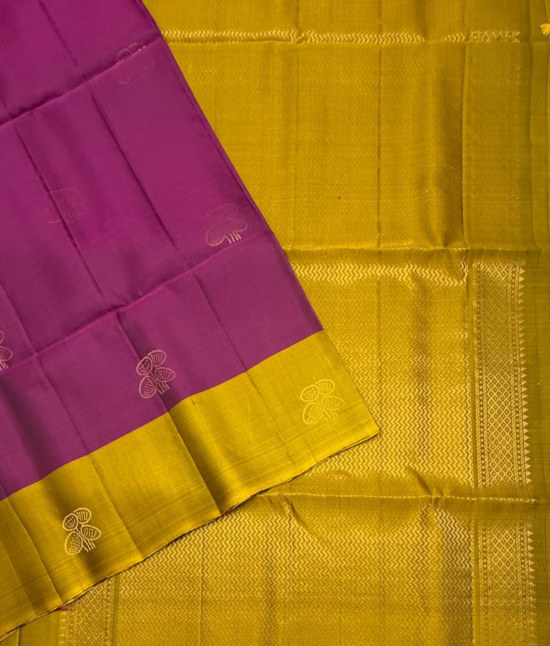 VSM371 - purple color body , yellow with green color pallu , blouse&nbsp;