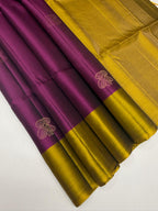 VSM371 - purple color body , yellow with green color pallu , blouse&nbsp;