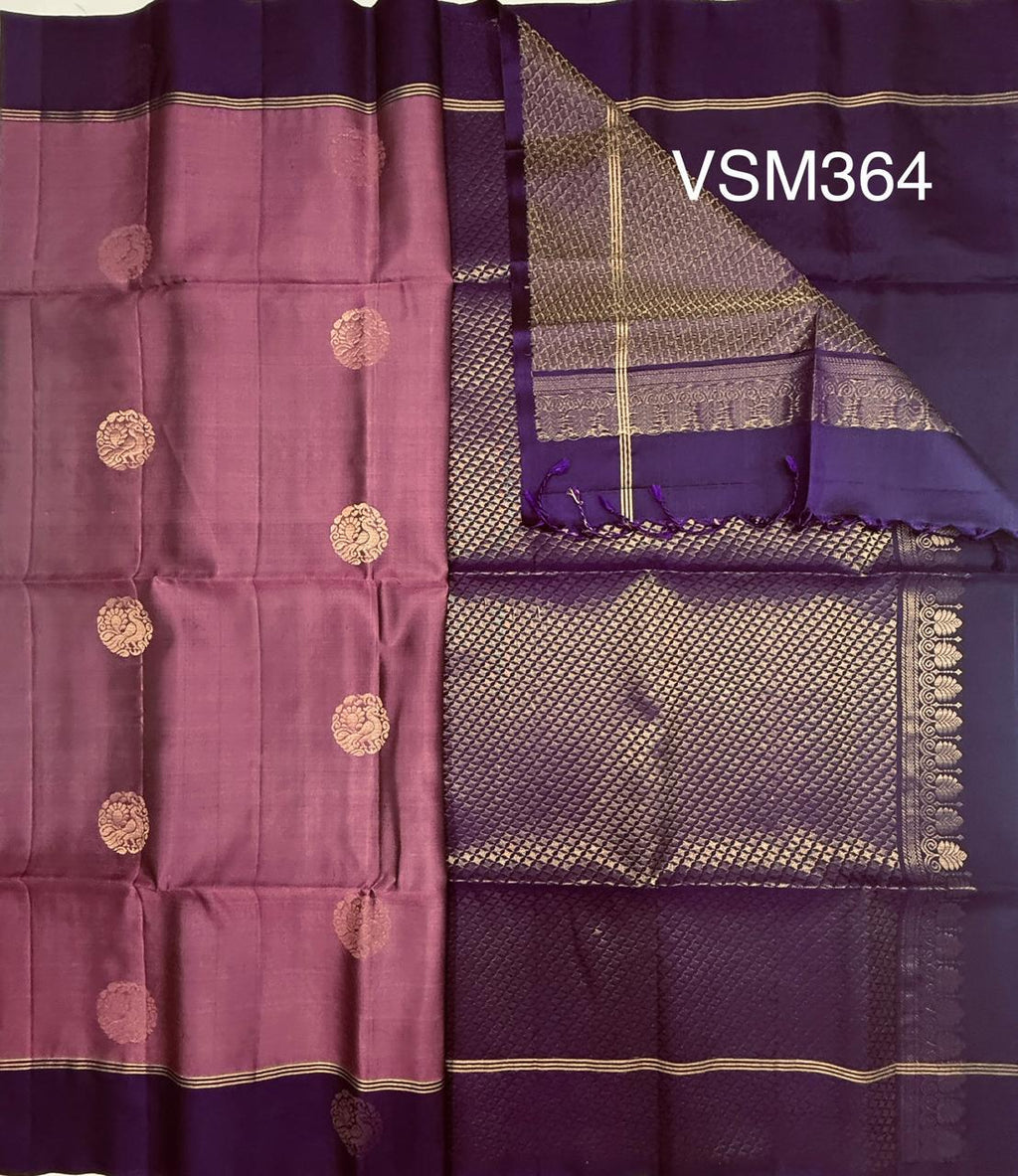 VSM364 - dusky pink color body&nbsp; violet color pallu , blouse&nbsp;