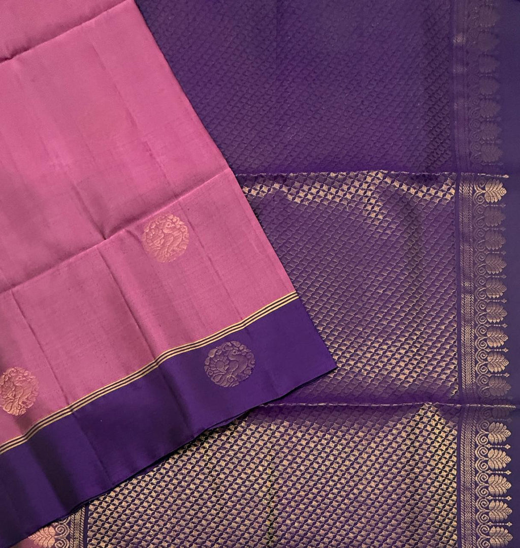 VSM364 - dusky pink color body&nbsp; violet color pallu , blouse&nbsp;