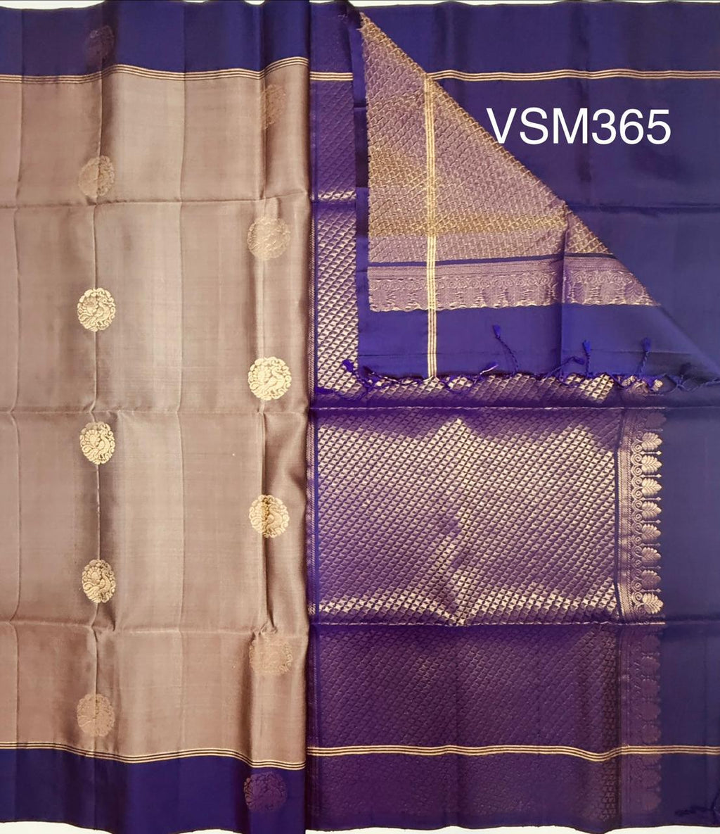 VSM365 - chocolate brown color body , violet color pallu , blouse&nbsp;