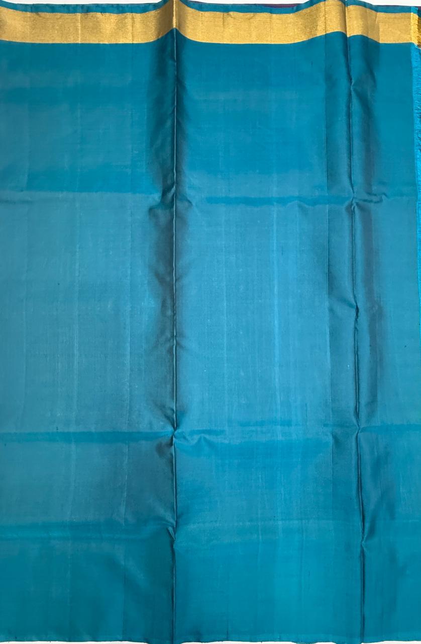 VST269 -  purple color body , blue color pallu , blouse - Pure silk saree